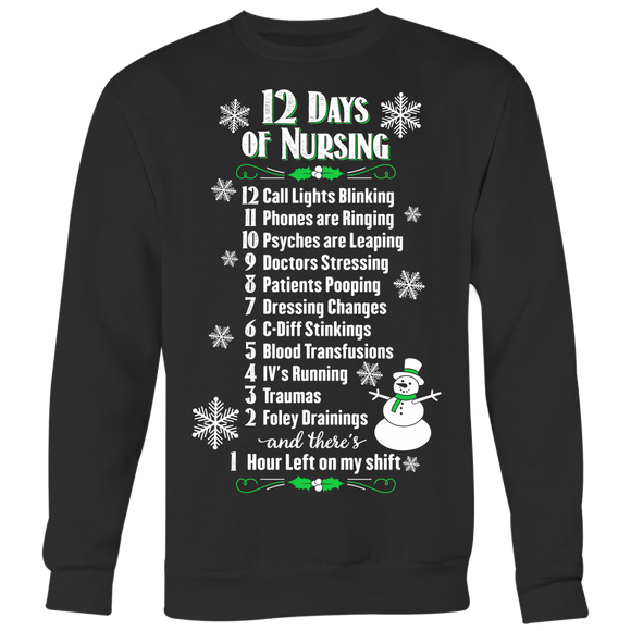 12 Days of Nursing - Ugly Christmas Sweater Shirt Apparel - CM39B-AP