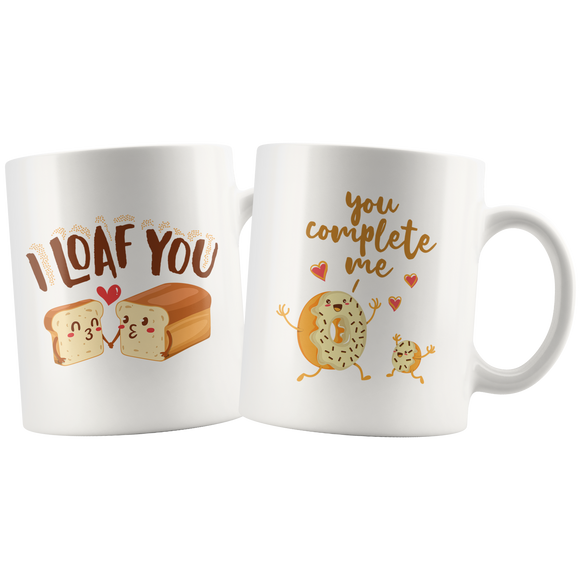 Mr and Mrs Mug Set - I Loaf You - You Completely Me - CP02B-WMG