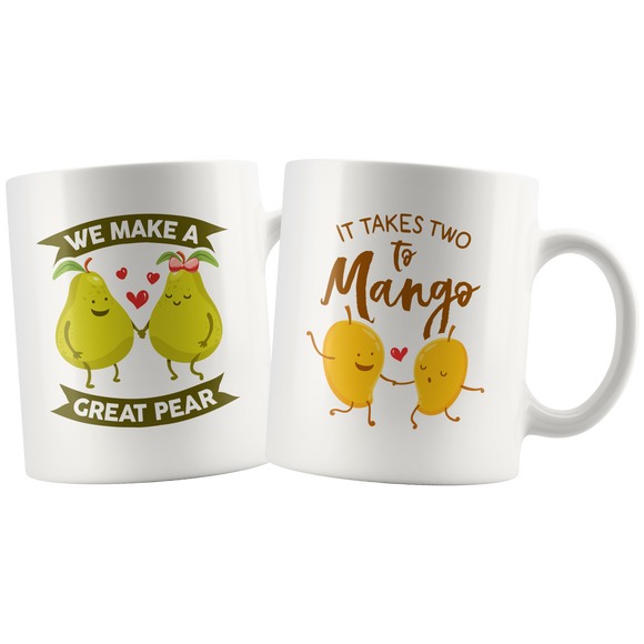 His and Hers Mug - We Make a Great Pear - It Takes Two To Mango - CP06B-WMG