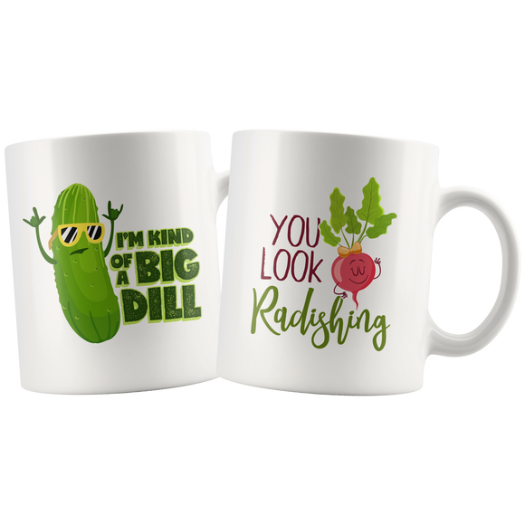 Couples Coffee Mug - I'm Kind of a Big Dill - You Look Radishing - CP08B-WMG
