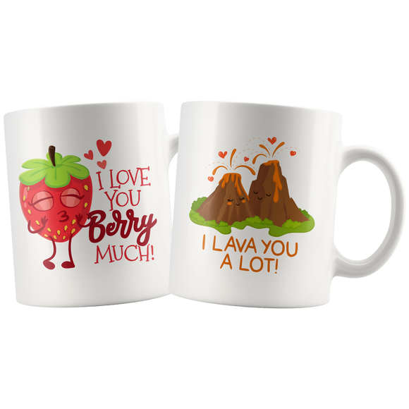 Lovers Mug - I Love You Berry Much - I Lava You a Lot - CP09B-WMG