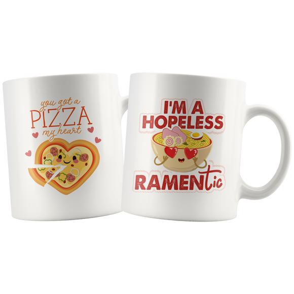 Wedding Anniversary Mug - You Got a Pizza My Heart - I'm a Hopeless Ramentic - CP14B-WMG