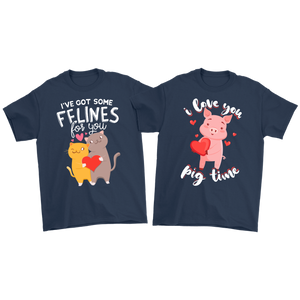 His and Hers Shirts - I've Got Some Felines For You - I Love You Pig Time - CP12B-SHR